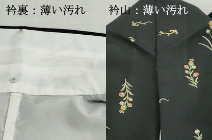 平和屋着物■小紋　舞蝶花文　黒地　DABI1925qa