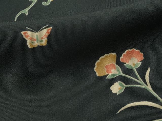 平和屋着物■小紋　舞蝶花文　黒地　DABI1925qa