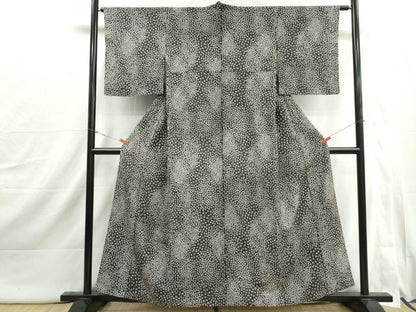 平和屋着物■小紋　花間道　黒地　洗える着物　DABI1927qa