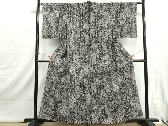 平和屋着物■小紋　花間道　黒地　洗える着物　DABI1927qa