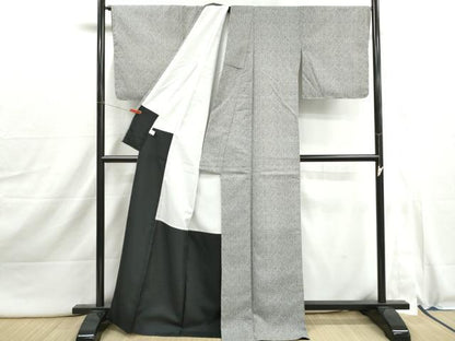 平和屋着物■小紋　鹿の子文　黒地　洗える着物　DABI1932qa