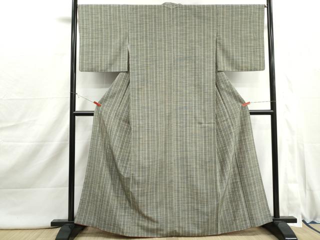 平和屋着物■小紋　格子文　洗える着物　DABI1949qa