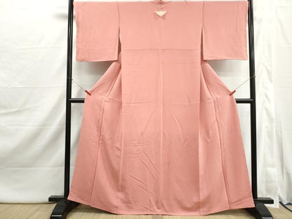 平和屋着物■上質な色無地　抽象地紋　紅梅色　高島屋扱い　正絹　逸品　DABI1953qa