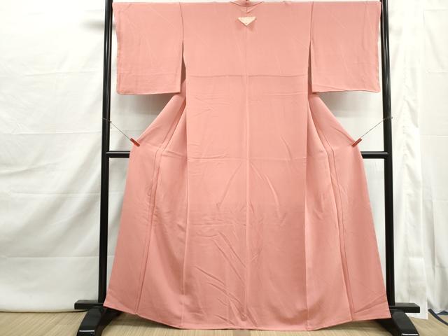 平和屋着物■上質な色無地　抽象地紋　紅梅色　高島屋扱い　正絹　逸品　DABI1953qa