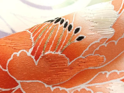 平和屋着物■訪問着　刺繍　草花文　牡丹　乱菊　暈し染め　金糸　正絹　逸品　DABI1954qa