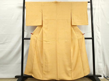 平和屋着物■上質な小紋　舞葉地紋　玉蜀黍色　正絹　逸品　DABI1955qa