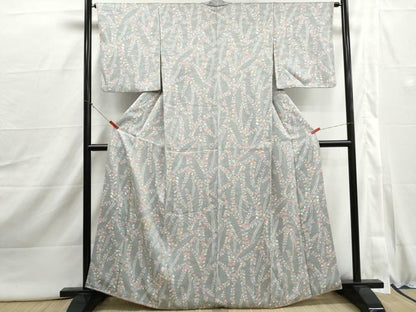 平和屋着物■上質な小紋　絞り　枝葉文　正絹　逸品　DABI1961qa