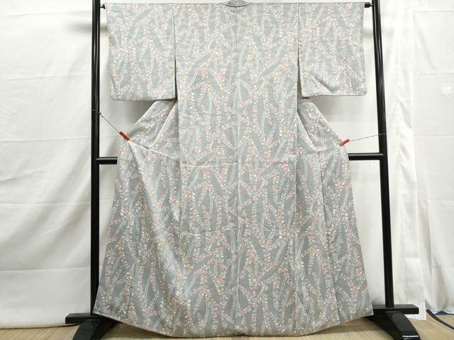 平和屋着物■上質な小紋　絞り　枝葉文　正絹　逸品　DABI1961qa