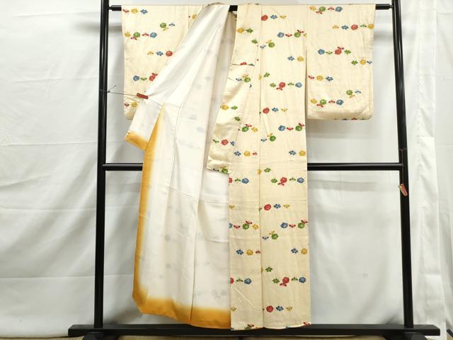 平和屋着物■上質な小紋　絞り　舞花文　正絹　逸品　DABI1964qa