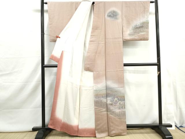 平和屋着物■訪問着　風景樹林文　暈し染め　正絹　逸品　DABI1965qa