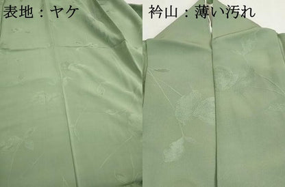平和屋着物■上質な色無地　枝葉地紋　山葵色　正絹　逸品　DABI1967qa