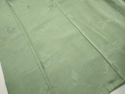 平和屋着物■上質な色無地　枝葉地紋　山葵色　正絹　逸品　DABI1967qa