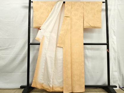 平和屋着物■上質な色無地　枝葉地紋　杏色　正絹　逸品　DABI1974qa