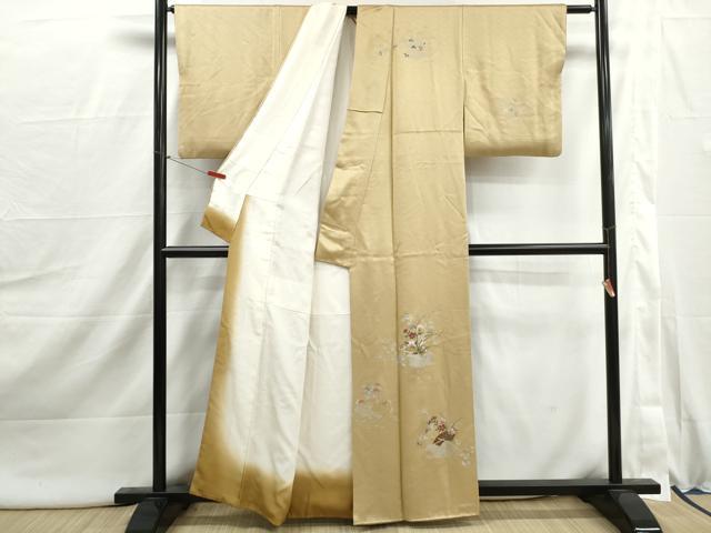 平和屋着物■訪問着　地紙花文　金銀彩　正絹　逸品　DABI1975qa