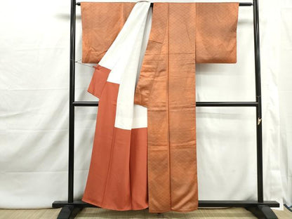 平和屋着物■上質な小紋　霞格子文　暈し染め　正絹　逸品　DABI1976qa