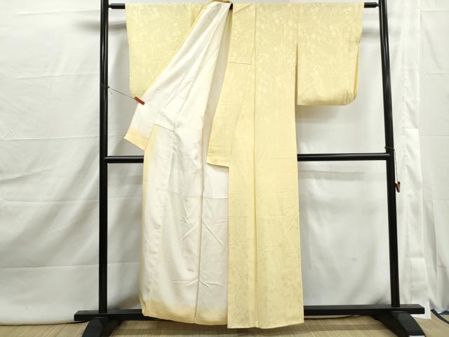 平和屋着物■上質な色無地　舞楓地紋　淡黄色　正絹　逸品　DABI1977qa