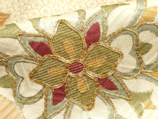 平和屋着物■豪華色留袖　駒刺繍　亀甲正倉院花文　金彩　正絹　逸品　DABI1978qa