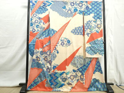 平和屋着物■豪華振袖　駒刺繍　絞り　七宝花唐草文　金彩　正絹　逸品　DABI1986qa
