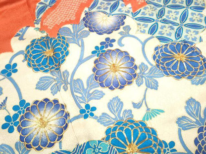 平和屋着物■豪華振袖　駒刺繍　絞り　七宝花唐草文　金彩　正絹　逸品　DABI1986qa
