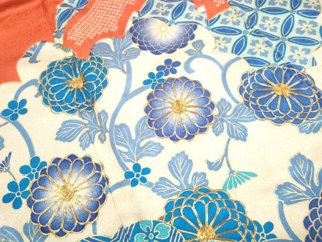 平和屋着物■豪華振袖　駒刺繍　絞り　七宝花唐草文　金彩　正絹　逸品　DABI1986qa