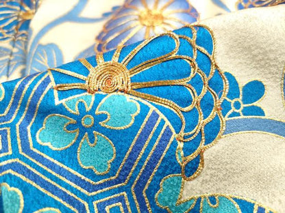 平和屋着物■豪華振袖　駒刺繍　絞り　七宝花唐草文　金彩　正絹　逸品　DABI1986qa