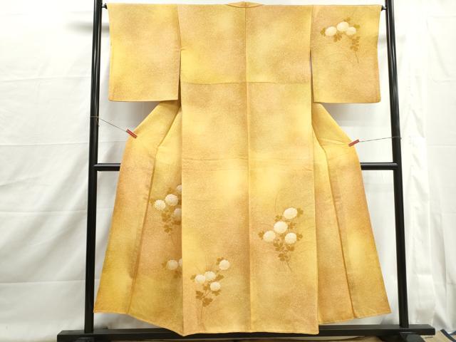 平和屋着物■訪問着　枝花文　暈し染め　たたき染め　正絹　逸品　DABI1998qa