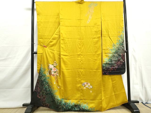 平和屋着物■豪華振袖　地紙御所車花文　暈し染め　金銀彩　正絹　逸品　DABI1999qa
