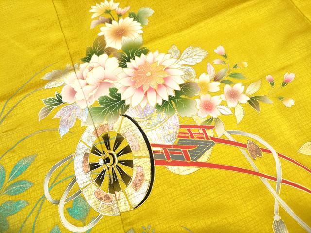 平和屋着物■豪華振袖　地紙御所車花文　暈し染め　金銀彩　正絹　逸品　DABI1999qa
