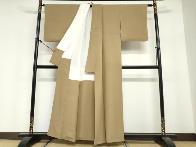 平和屋着物●上質な色無地　枯色　正絹　逸品　DABI2002ud