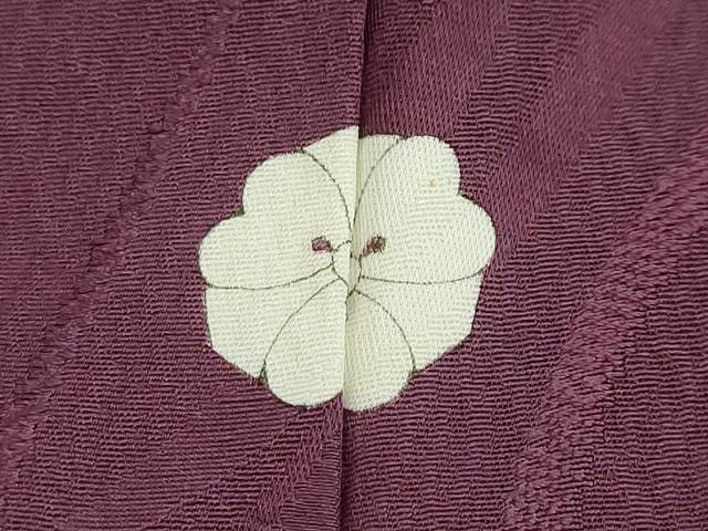 平和屋着物●上質な色無地　変わり縞地紋　葡萄色　正絹　逸品　未使用　DABI2004ud