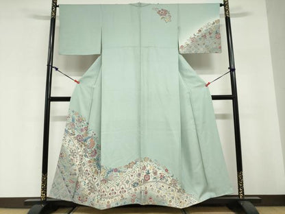 平和屋着物●訪問着　更紗花鳥文　暈し染め　正絹　逸品　DABI2006ud