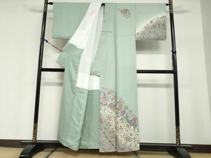 平和屋着物●訪問着　更紗花鳥文　暈し染め　正絹　逸品　DABI2006ud