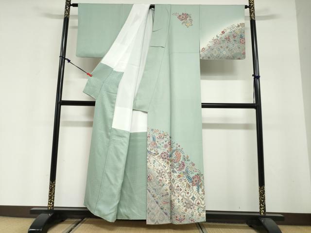 平和屋着物●訪問着　更紗花鳥文　暈し染め　正絹　逸品　DABI2006ud