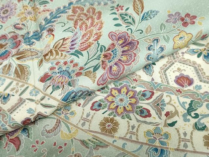 平和屋着物●訪問着　更紗花鳥文　暈し染め　正絹　逸品　DABI2006ud