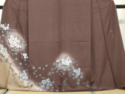 平和屋着物●西陣　京の名門　じゅらく謹製　帝王紫　訪問着　蔦の葉花文　暈し染め　正絹　逸品　未使用　DABI2007ud