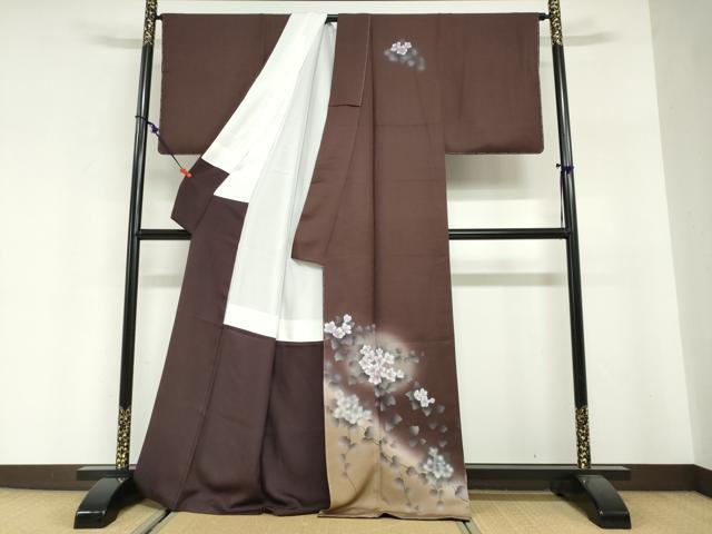 平和屋着物●西陣　京の名門　じゅらく謹製　帝王紫　訪問着　蔦の葉花文　暈し染め　正絹　逸品　未使用　DABI2007ud