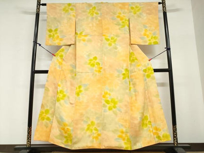 平和屋着物●上質な小紋　地紋起こし　枝花文　正絹　逸品　DABI2008ud
