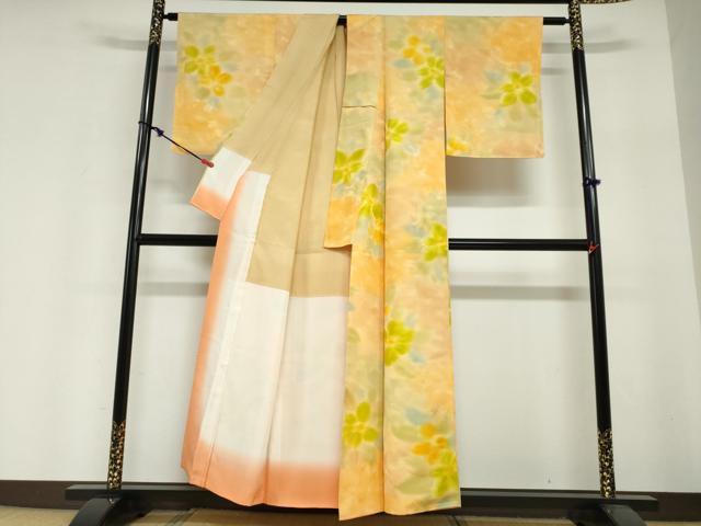 平和屋着物●上質な小紋　地紋起こし　枝花文　正絹　逸品　DABI2008ud
