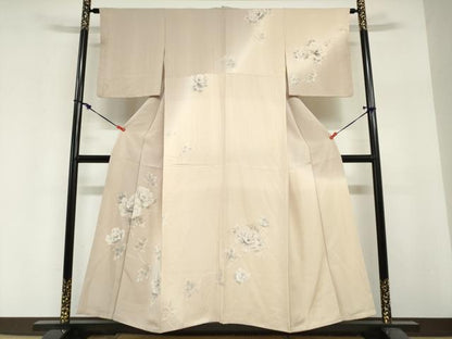 平和屋着物●訪問着　草花文　暈し染め　銀彩　正絹　逸品　DABI2010ud