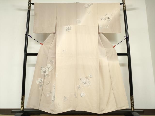平和屋着物●訪問着　草花文　暈し染め　銀彩　正絹　逸品　DABI2010ud