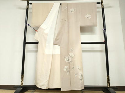 平和屋着物●訪問着　草花文　暈し染め　銀彩　正絹　逸品　DABI2010ud