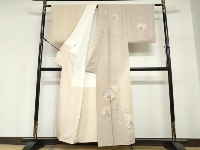 平和屋着物●訪問着　草花文　暈し染め　銀彩　正絹　逸品　DABI2010ud