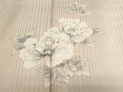 平和屋着物●訪問着　草花文　暈し染め　銀彩　正絹　逸品　DABI2010ud