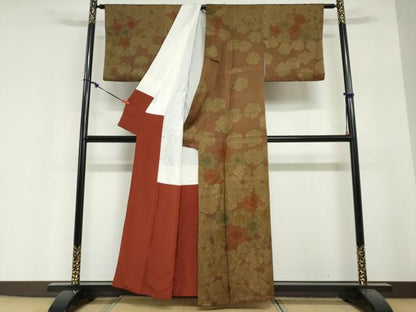 平和屋着物●訪問着　刺繍　舞花文　正絹　逸品　DABI2011ud