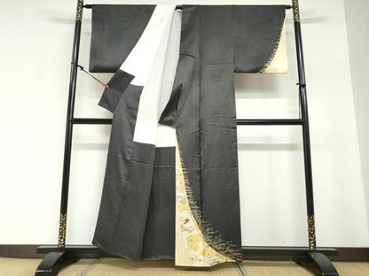 平和屋着物●銀座きしや　訪問着　駒刺繍　地紙草花文　金彩　正絹　逸品　DABG2012ud