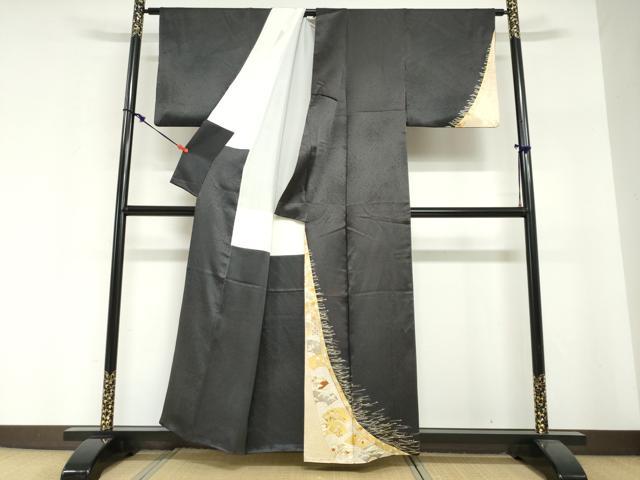 平和屋着物●銀座きしや　訪問着　駒刺繍　地紙草花文　金彩　正絹　逸品　DABG2012ud