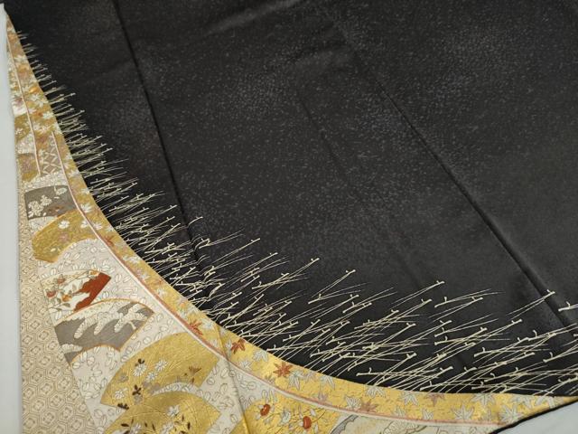 平和屋着物●銀座きしや　訪問着　駒刺繍　地紙草花文　金彩　正絹　逸品　DABG2012ud