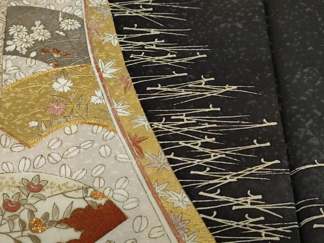 平和屋着物●銀座きしや　訪問着　駒刺繍　地紙草花文　金彩　正絹　逸品　DABG2012ud