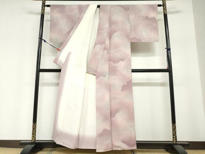 平和屋着物●上質な小紋　菱畳み地紋　暈し染め　正絹　逸品　DABI2015ud