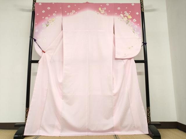 平和屋着物●小振袖　二尺袖　舞花文　暈し染め　金彩　洗える着物　DABI2018ud